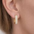 925 sterling ezüst 14K aranyozott pavé cirkónia köves szögletes karika fülbevaló - 14K sárgaarany bevonat - EkszerWebshop.hu