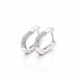 925 sterling ezüst kétszínű szögletes karika fülbevaló (2 cm) - 18K fehérarany bevonatú - EkszerWebshop.hu