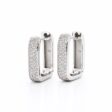 925 sterling ezüst 18K aranyozott pavé cirkónia köves szögletes karika fülbevaló (1.4 cm) - 18K fehérarany bevonat - EkszerWebshop.hu