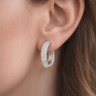 925 sterling ezüst 18K fehér aranyozott vastag pavé cirkónia köves karika fülbevaló (1.5 cm) - EkszerWebshop.hu