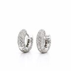 925 sterling ezüst 18K fehér aranyozott domború pavé cirkónia köves karika fülbevaló - EkszerWebshop.hu