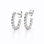 925 sterling ezüst cirkónia köves J alakú karika fülbevaló - 18K Fehérarany bevonatú - EkszerWebshop.hu