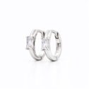925 sterling ezüst 18K aranyozott bagett csiszolású cirkónia köves karika fülbevaló (1.1 cm) - EkszerWebshop.hu