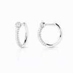925 sterling ezüst pavé cirkónia köves gömb díszítésű karika fülbevaló - 18K Fehér arany bevonattal - EkszerWebshop.hu