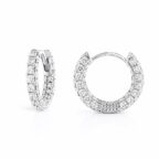 925 sterling ezüst 1.2 cm-es pavé cirkónia köves karika fülbevaló - 18K fehérarany bevonat - EkszerWebshop.hu