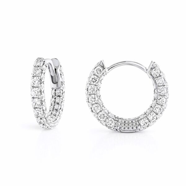 925 sterling ezüst 1.2 cm-es pavé cirkónia köves karika fülbevaló - 18K fehérarany bevonat - EkszerWebshop.hu