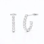 925 sterling ezüst cirkónia köves J alakú karika fülbevaló - 18K Fehérarany bevonatú - EkszerWebshop.hu