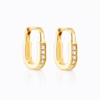 925 sterling ezüst cirkónia köves karika fülbevaló - U alakú, 14K sárgaarany bevonatú - EkszerWebshop.hu