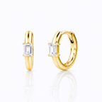 925 sterling ezüst 14K aranyozott bagett csiszolású cirkónia köves karika fülbevaló (1.1 cm)