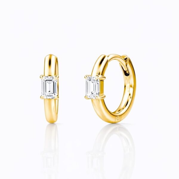 925 sterling ezüst 14K aranyozott bagett csiszolású cirkónia köves karika fülbevaló (1.1 cm)