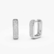 925 sterling ezüst 18K aranyozott pavé cirkónia köves szögletes karika fülbevaló - 18K fehérarany bevonat