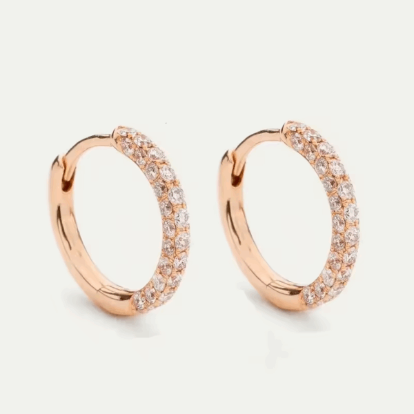 925 sterling ezüst pavé cirkónia köves karika fülbevaló - 18K rózsaarany bevonatú
