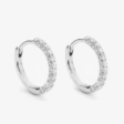 925 sterling ezüst pavé cirkónia köves karika fülbevaló - 18K fehér arany bevonatú