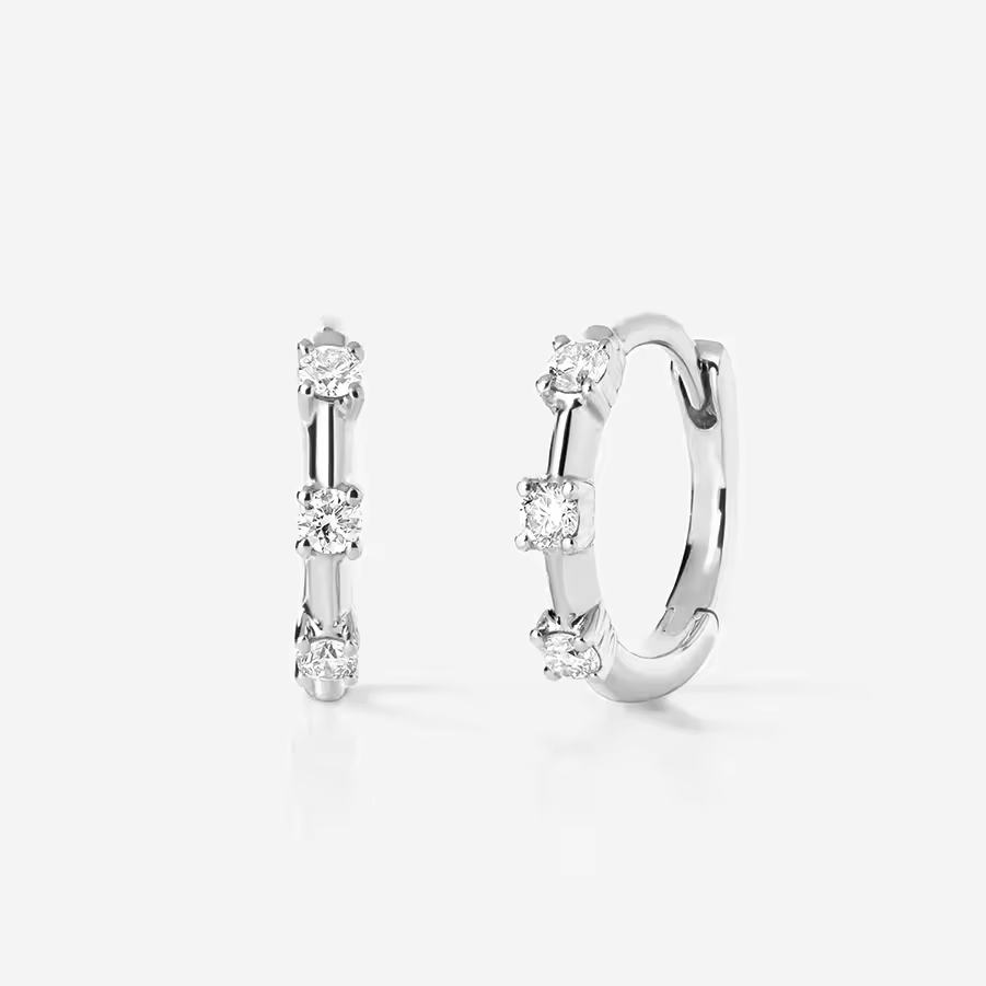 925 sterling ezüst aranyozott cirkónia köves karika fülbevaló - 18K Fehérarany 925 sterling ezüst aranyozott cirkónia köves karika fülbevaló - 18K Fehérarany
