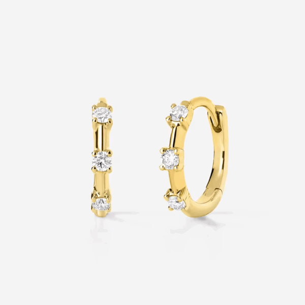 925 sterling ezüst aranyozott cirkónia köves karika fülbevaló - 14K Sárgaarany