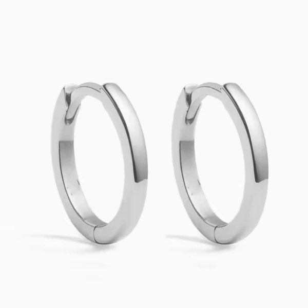 Minimalista 925 sterling ezüst nagy karika fülbevaló - 18K fehér arany bevonatú