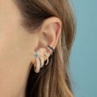 Kicsi 925 sterling ezüst 18K rózsa aranyozott vastag pavé cirkónia köves karika fülbevaló (1.5 cm) - EkszerWebshop.hu