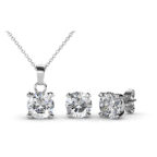 Minimalista kerek 18K aranyozott ékszerszett Swarovski® kristályokkal díszítve - Fehérarany színben - EkszerWebshop.hu
