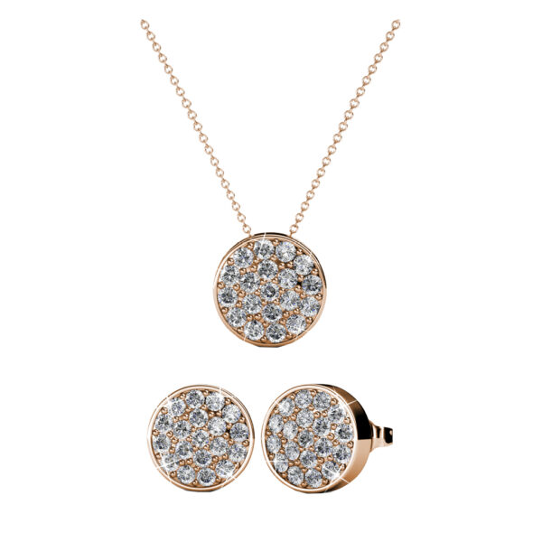 Kerek 18K aranyozott ékszerszett Swarovski® kristályokkal díszítve - Rózsaarany színben - EkszerWebshop.hu