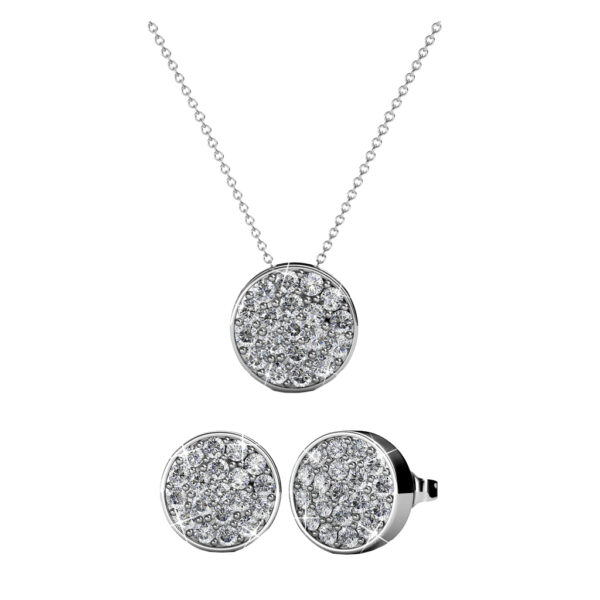 Kerek 18K aranyozott ékszerszett Swarovski® kristályokkal díszítve - Fehérarany színben - EkszerWebshop.hu