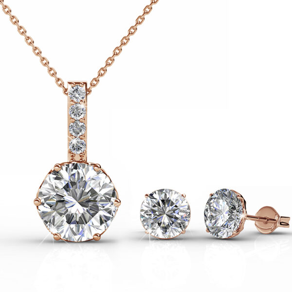 Kerek 18K aranyozott ékszerszett Swarovski® kristályokkal díszítve - Rózsaarany színben - EkszerWebshop.hu