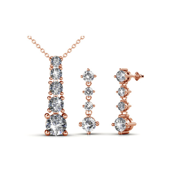 Hosszú 18K aranyozott ékszerszett Swarovski® kristályokkal díszítve - Rózsaarany színben - EkszerWebshop.hu