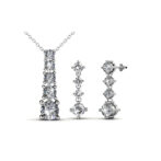 Hosszú 18K aranyozott ékszerszett Swarovski® kristályokkal díszítve - Fehérarany színben - EkszerWebshop.hu