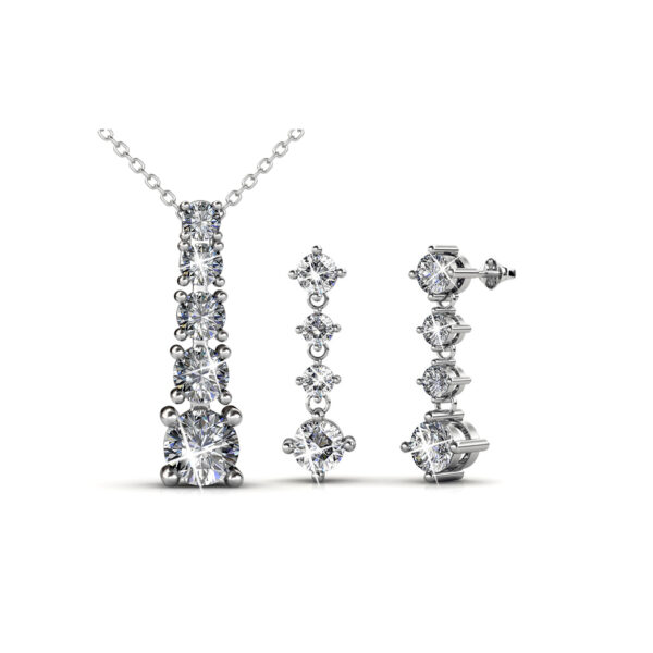 Hosszú 18K aranyozott ékszerszett Swarovski® kristályokkal díszítve - Fehérarany színben - EkszerWebshop.hu