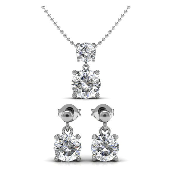 Apró 18K aranyozott ékszerszett Swarovski® kristályokkal díszítve - Fehérarany színben - EkszerWebshop.hu