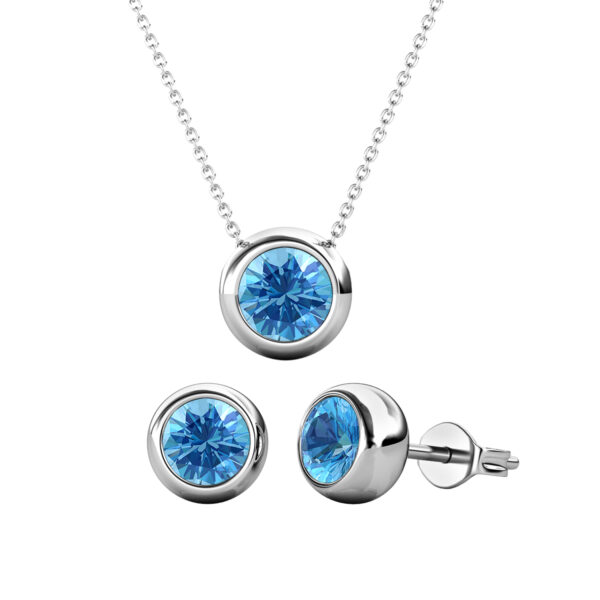 Minimalista 18K aranyozott ékszerszett Swarovski® kristályokkal díszítve - Világos kék - EkszerWebshop.hu