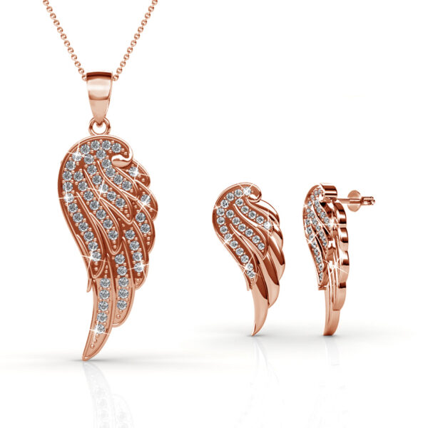 Angyal 18K aranyozott ékszerszett Swarovski® kristályokkal díszítve - Rózsaarany színben - EkszerWebshop.hu