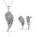Angyal 18K aranyozott ékszerszett Swarovski® kristályokkal díszítve - Fehérarany színben - EkszerWebshop.hu