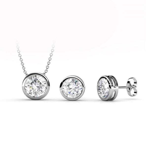 Kerek 18K aranyozott ékszerszett Swarovski® kristályokkal díszítve - Fehérarany színben - EkszerWebshop.hu