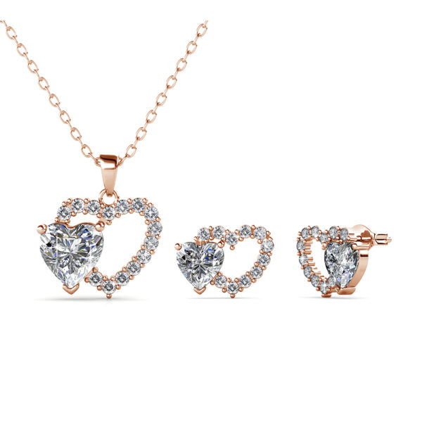 Szív 18K aranyozott ékszerszett Swarovski® kristályokkal díszítve - Rózsaarany színben - EkszerWebshop.hu