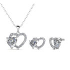 Szív 18K aranyozott ékszerszett Swarovski® kristályokkal díszítve - Fehérarany színben - EkszerWebshop.hu