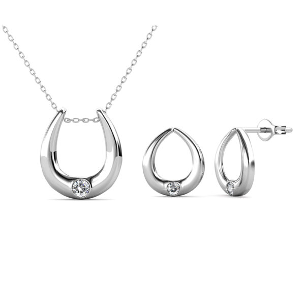 Patkó 18K aranyozott ékszerszett Swarovski® kristályokkal díszítve - Fehérarany színben - EkszerWebshop.hu