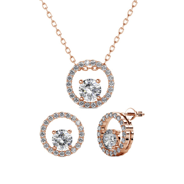 Kerek 18K aranyozott ékszerszett Swarovski® kristályokkal díszítve - Rózsaarany színben - EkszerWebshop.hu