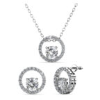 Kerek 18K aranyozott ékszerszett Swarovski® kristályokkal díszítve - Fehérarany színben - EkszerWebshop.hu