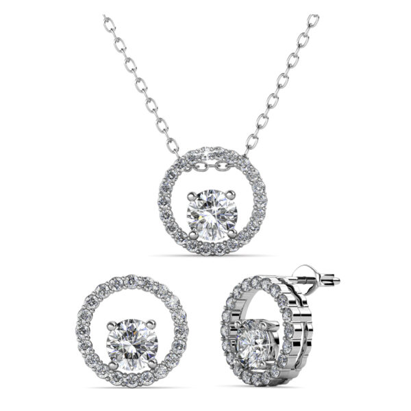 Kerek 18K aranyozott ékszerszett Swarovski® kristályokkal díszítve - Fehérarany színben - EkszerWebshop.hu