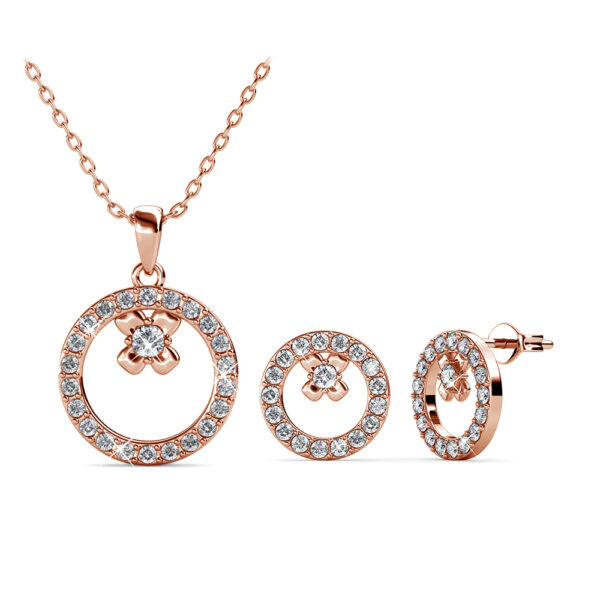 Virág 18K aranyozott ékszerszett Swarovski® kristályokkal díszítve - Rózsaarany színben - EkszerWebshop.hu