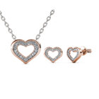 Szív 18K aranyozott ékszerszett Swarovski® kristályokkal díszítve - Rózsaarany színben - EkszerWebshop.hu