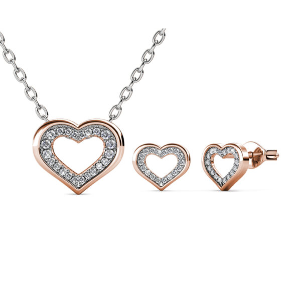 Szív 18K aranyozott ékszerszett Swarovski® kristályokkal díszítve - Rózsaarany színben - EkszerWebshop.hu