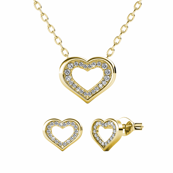 Szív 18K aranyozott ékszerszett Swarovski® kristályokkal díszítve - Sárgaarany színben - EkszerWebshop.hu