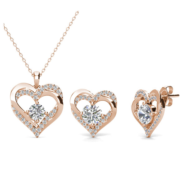 Szív 18K aranyozott ékszerszett Swarovski® kristályokkal díszítve - Rózsaarany színben -EkszerWebshop.hu