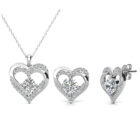 Szív 18K aranyozott ékszerszett Swarovski® kristályokkal díszítve - Fehérarany színben - EkszerWebshop.hu
