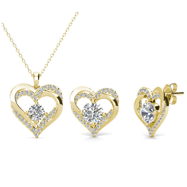 Szív 18K aranyozott ékszerszett Swarovski® kristályokkal díszítve - Sárgaarany színben - EkszerWebshop.hu