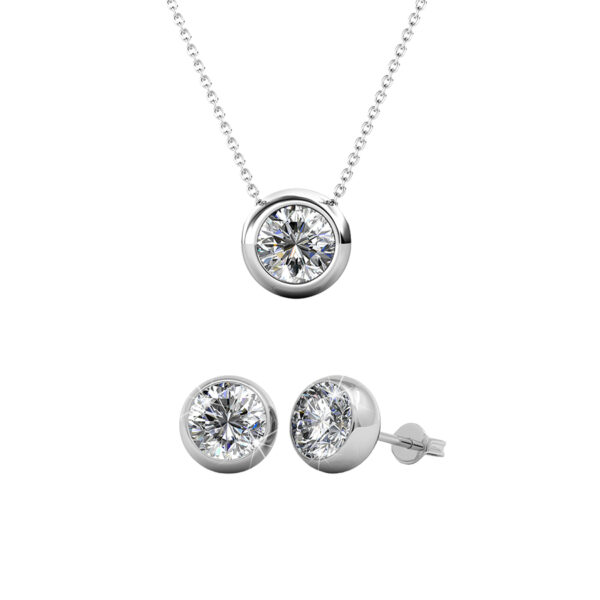 Minimalista 18K aranyozott ékszerszett Swarovski® kristályokkal díszítve - Fehér - EkszerWebshop.hu