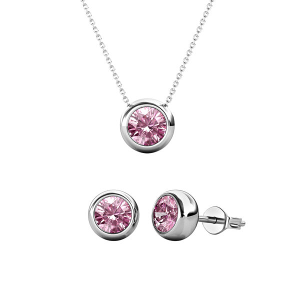 Minimalista 18K aranyozott ékszerszett Swarovski® kristályokkal díszítve - Rózsaszín - EkszerWebshop.hu