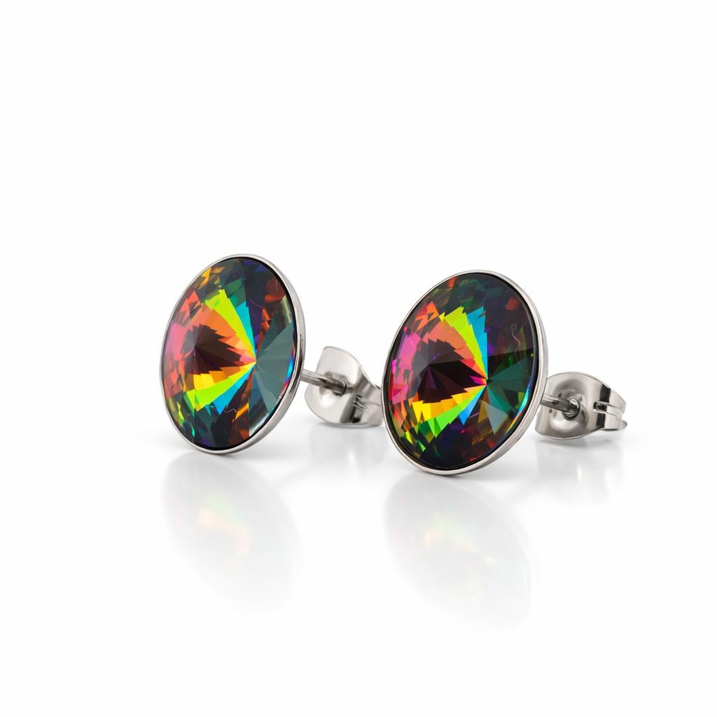12 mm-es Zöld nap swarovski kristályos 925 Sterling ezüst bedugós fülbevaló - Vitrail Medium - EkszerWebshop.hu 12 mm Nap Swarovski kristályos fülbevaló - Zöld, bedugós, nagy - EkszerWebshop.hu