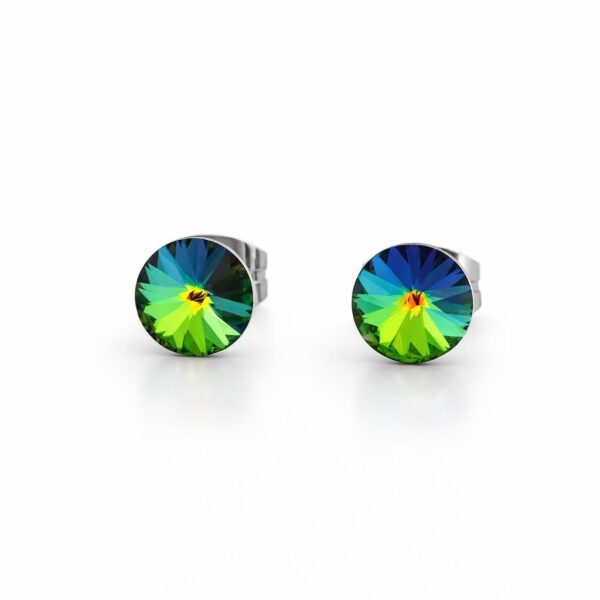 6 mm Nap Swarovski kristályos fülbevaló - Zöld, apró pici - EkszerWebshop.hu